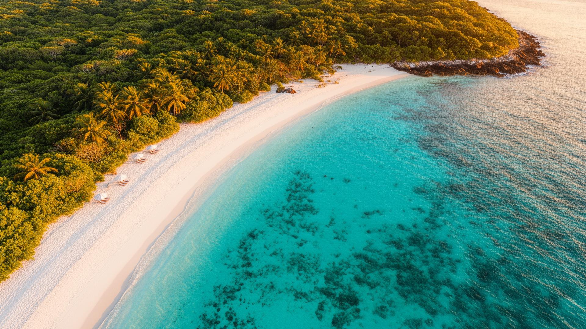 Tropical coastline aerial view