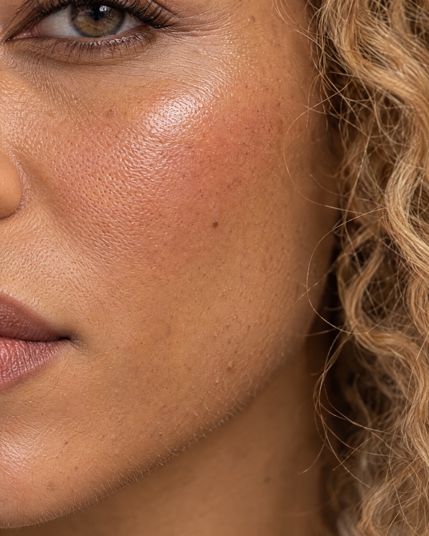 A close-up of natural, textured skin made with AI
