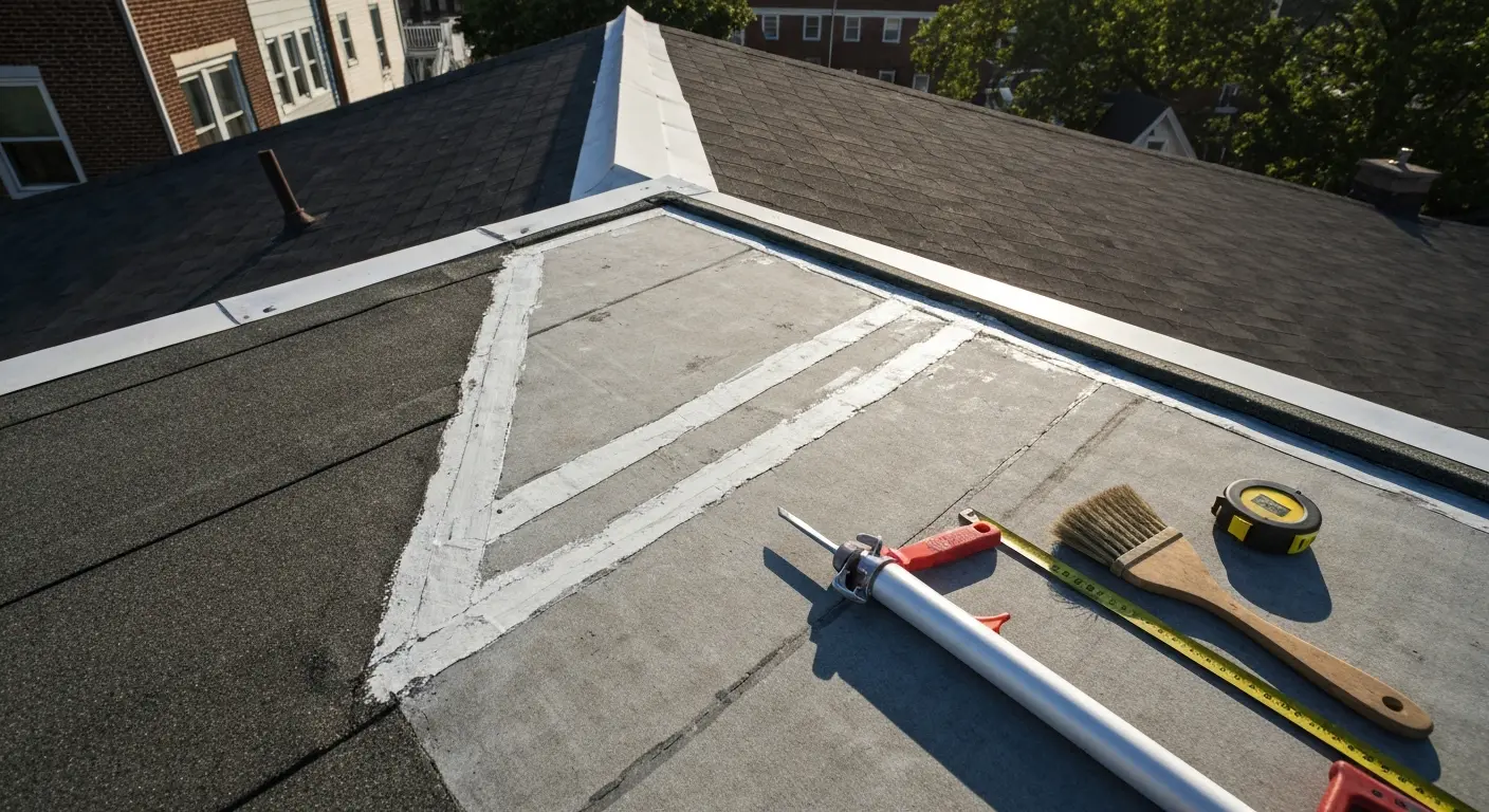 Flat roof repair on Port Richmond row home