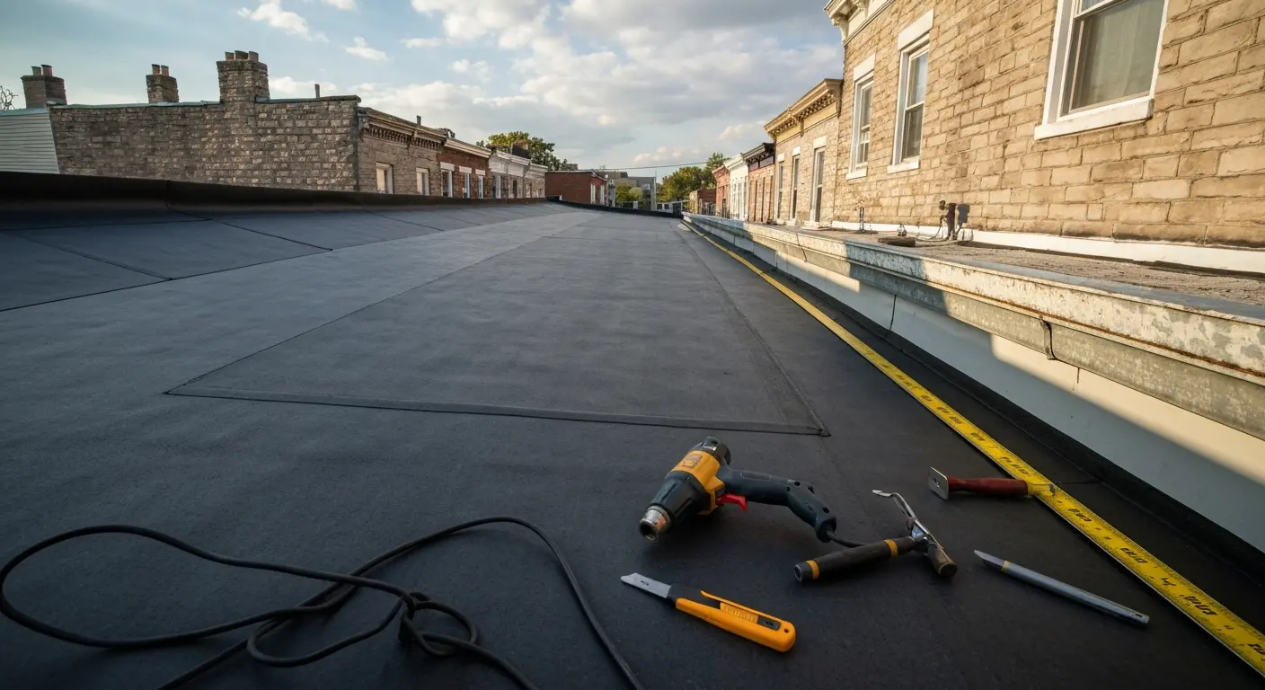 Rubber roof installation