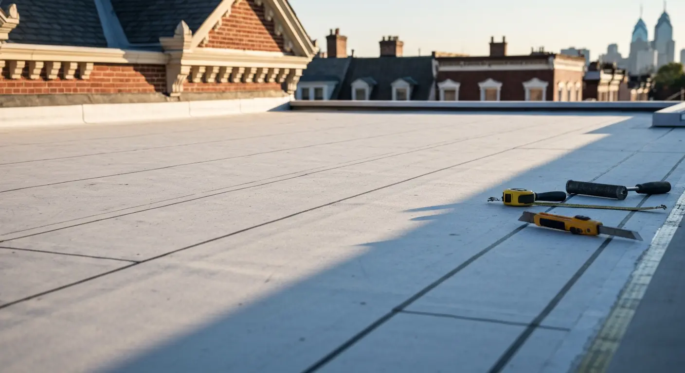 Flat roof repair on rowhouse