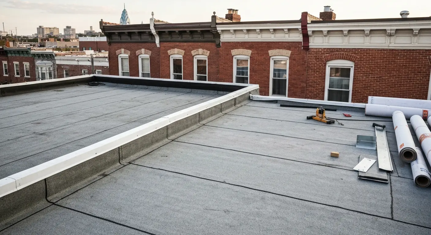 Flat roof repair on Graysferry row house