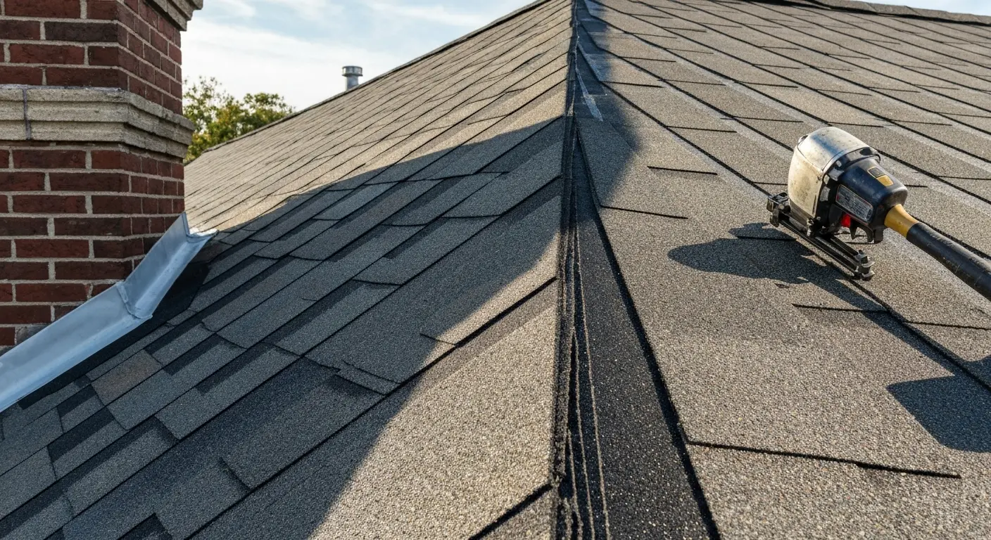 Roof repair on Morrell row home