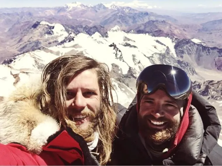 Chance Welton on a summit in Patagonia