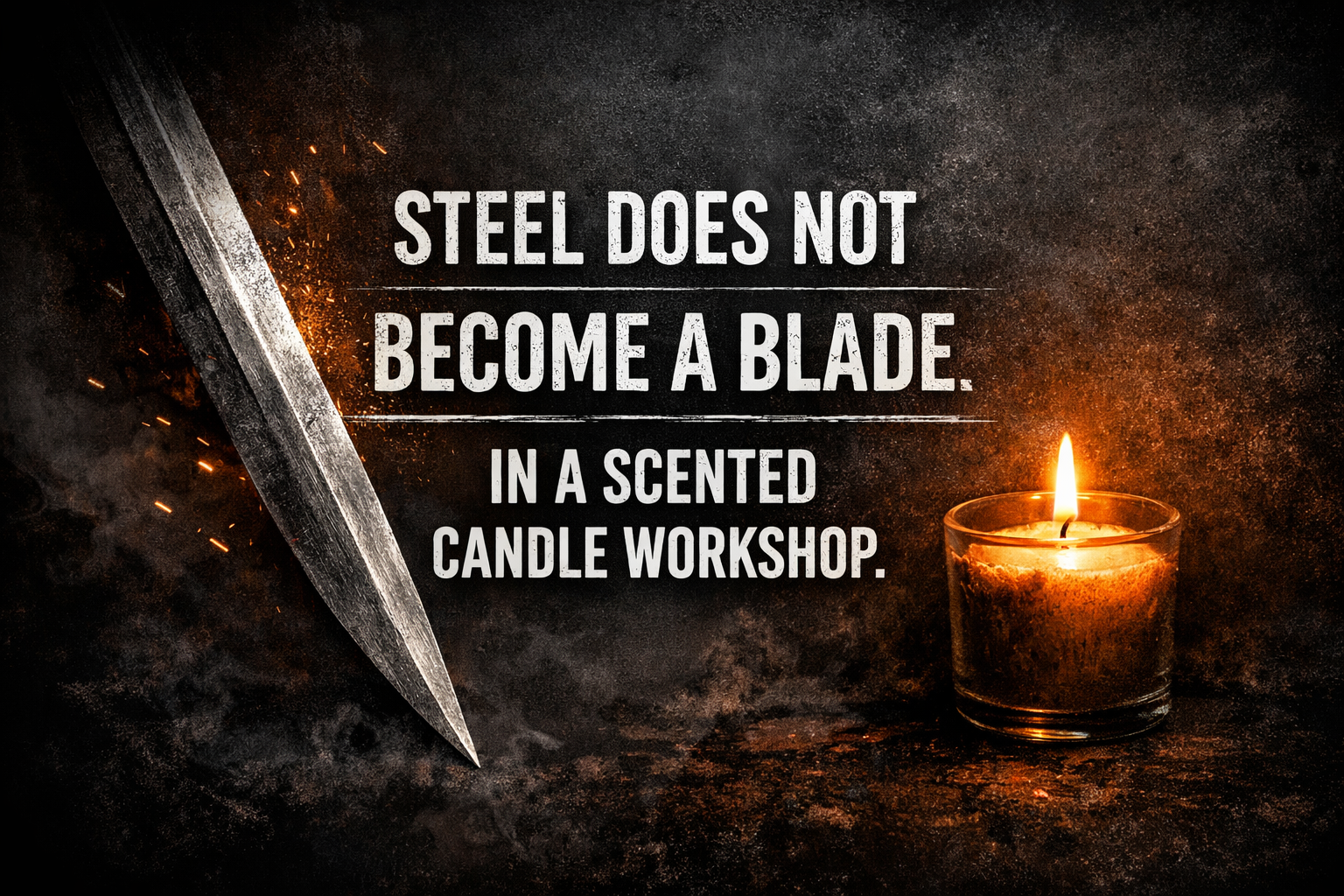 Steel doesn't become a blade in a scented candle workshop