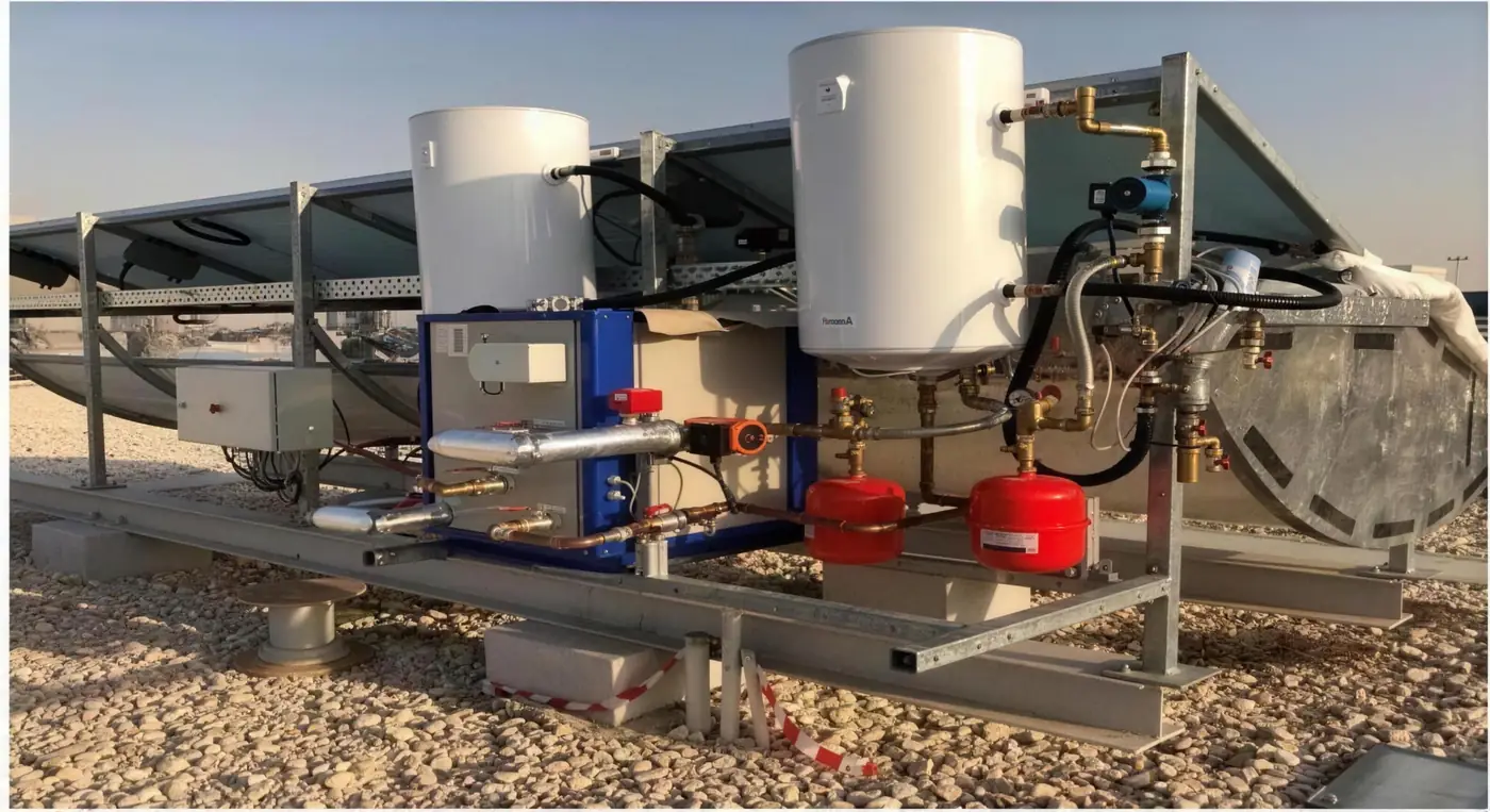 PV-T-Pilotanlage mit Wärmespeichertank