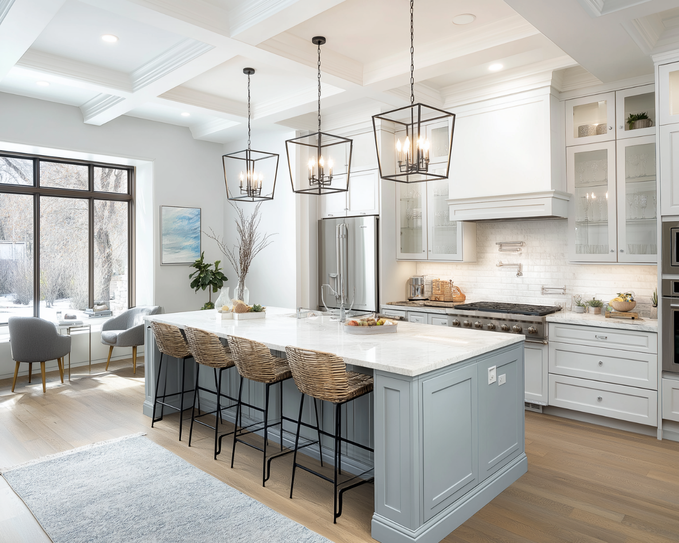 Kitchen remodel with white quartz countertops in Teas