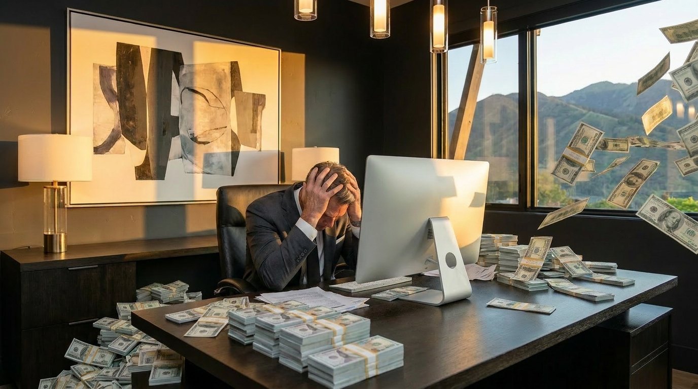 A homeowner at the computer, head in hands, watching the numbers. Do not emotionally invest in a sinking ship. A homeowner at the computer, head in hands, watching the numbers. Do not emotionally invest in a sinking ship.