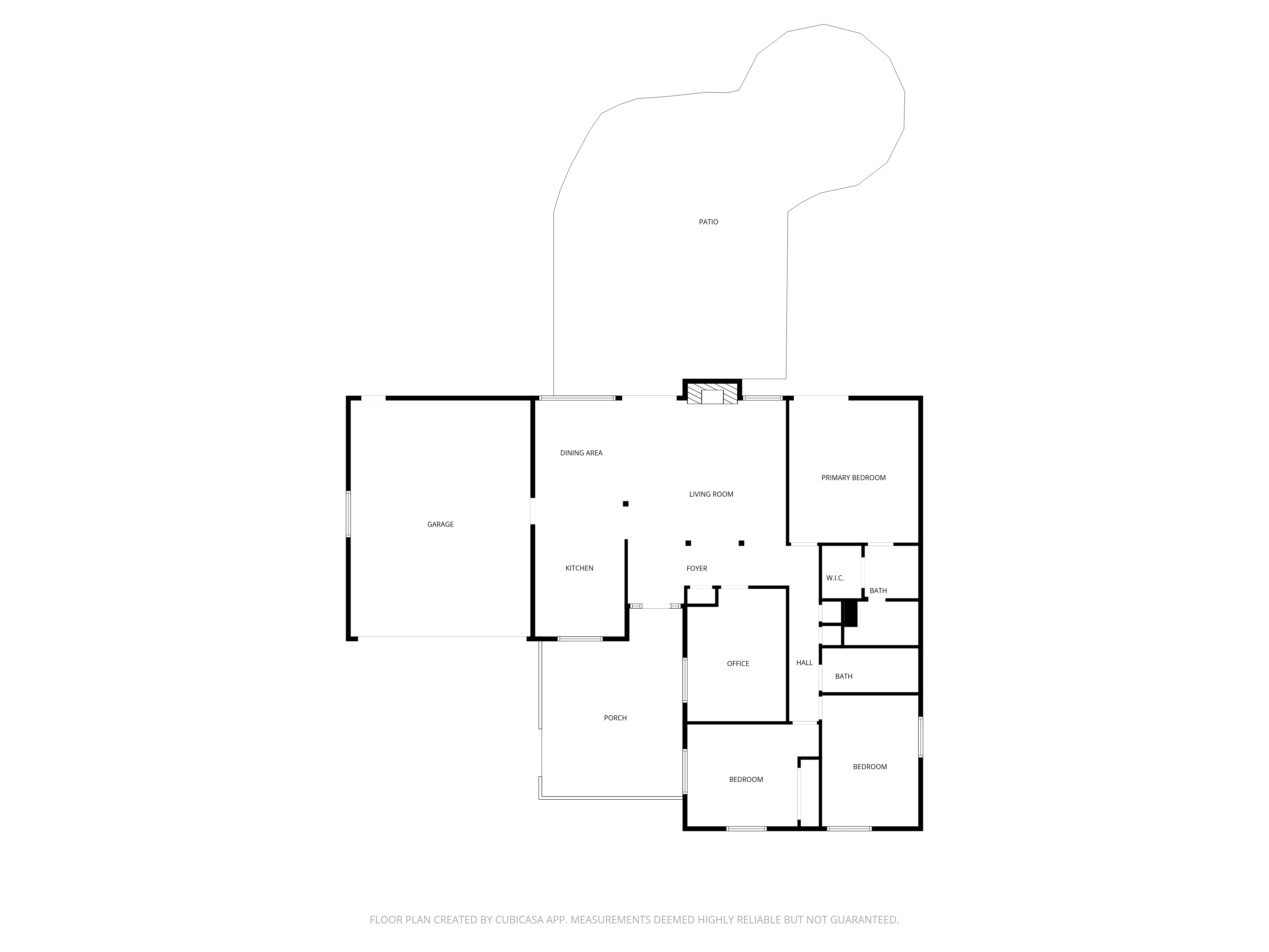 Floor plan for 12907 Springvale Dr — single-story layout with chef's kitchen, living, primary suite, secondary bedrooms, and dedicated office