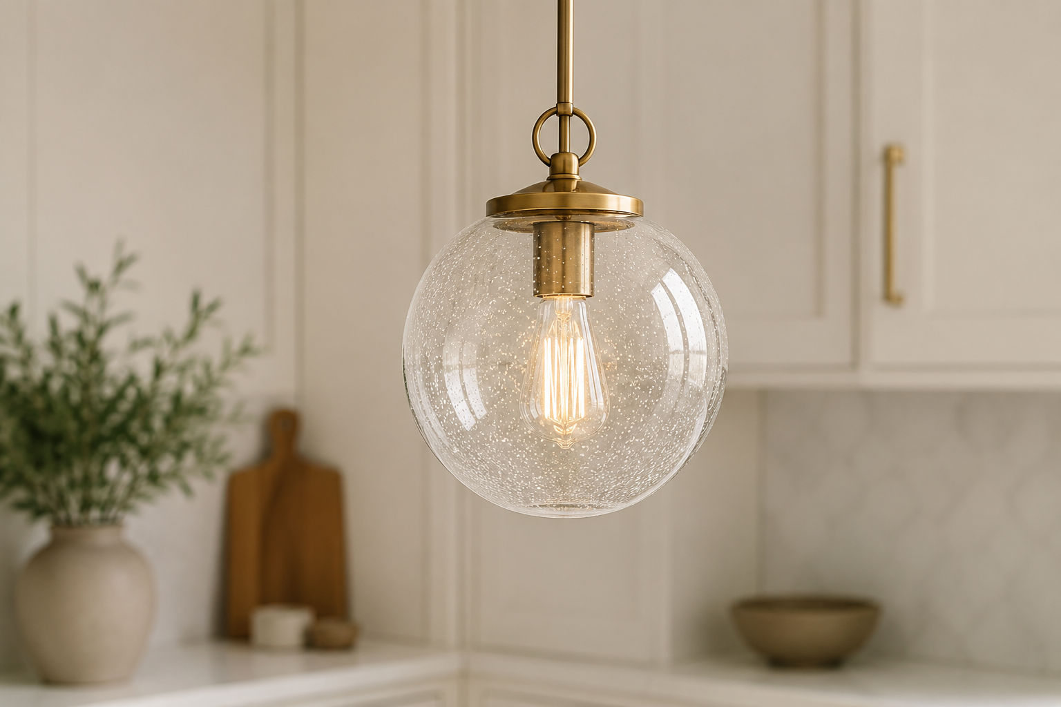Stylized glass globe pendant light