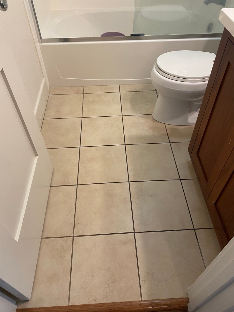 Bathroom tile and grout before professional cleaning in South Bay CA