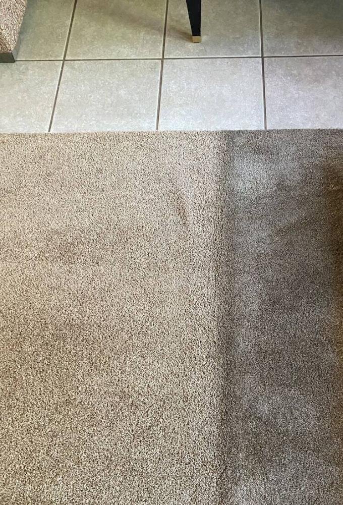 Carpet cleaning comparison showing embedded soil versus clean carpet after professional extraction in San Jose CA