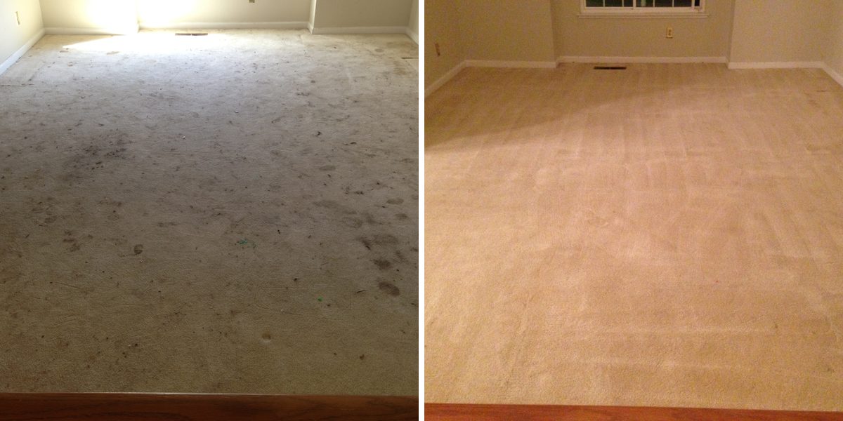 Whole-room carpet before and after professional hot water extraction cleaning in San Jose CA