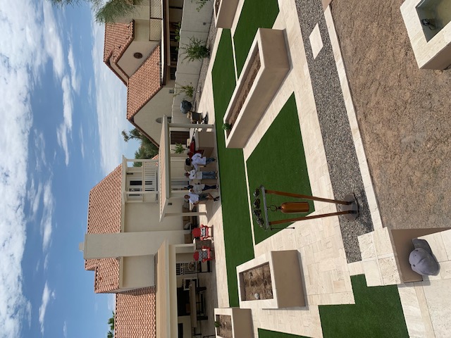 Finished backyard with pool, turf, hardscape and pergola — Shadetree Landscape Design Tempe AZ