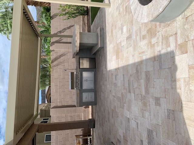 Outdoor kitchen stone countertop detail Scottsdale