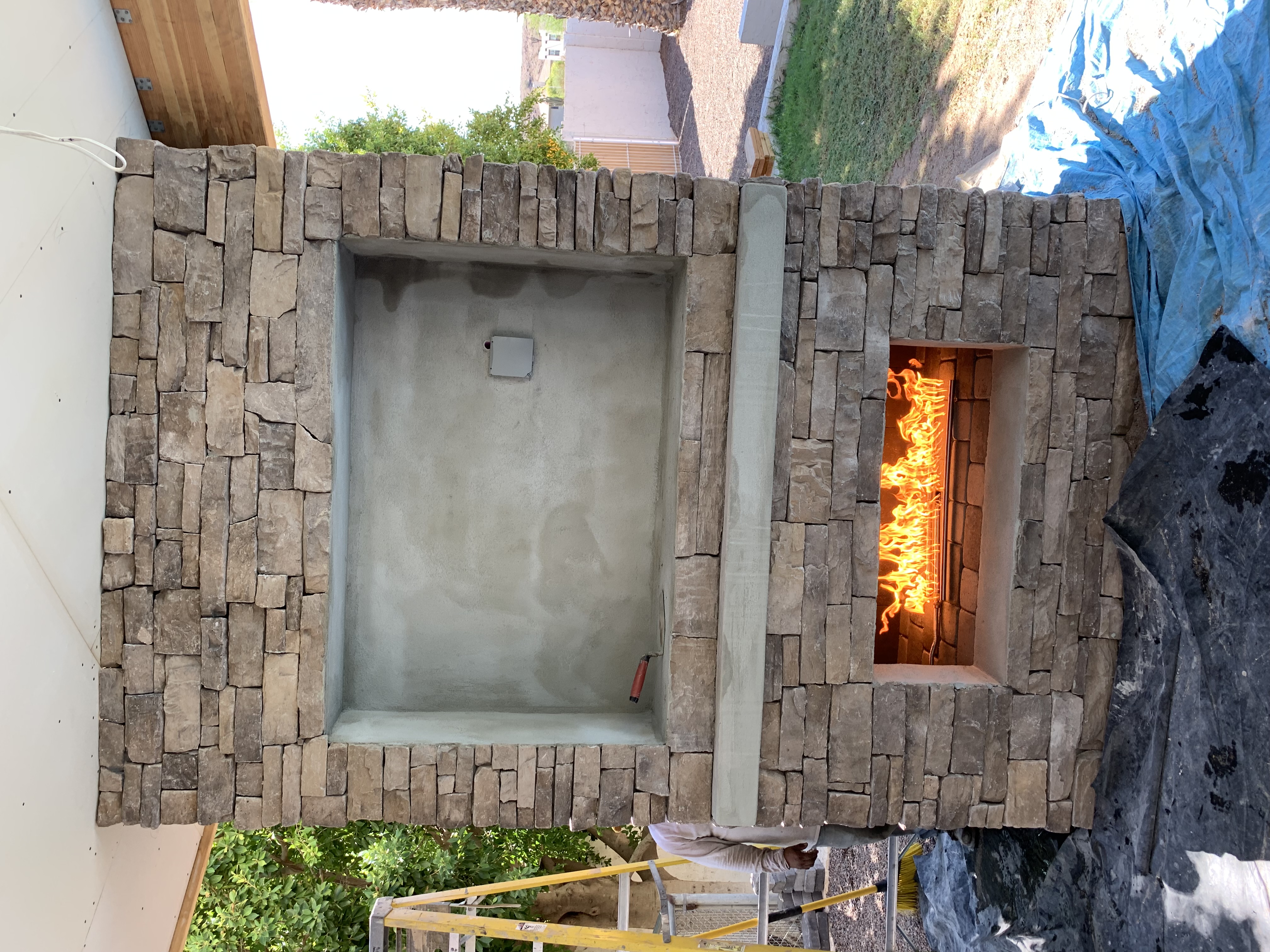 Stone fire pit outdoor seating Tempe Arizona