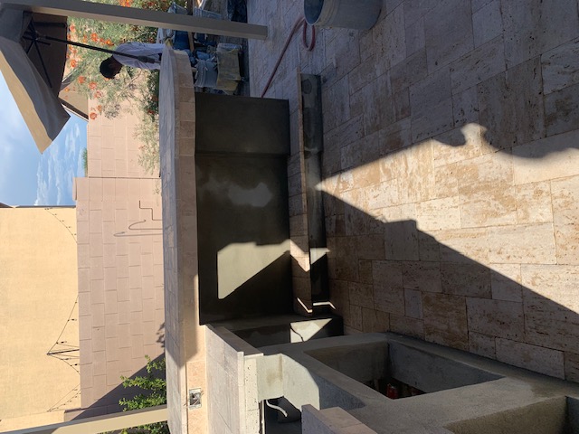 Rounded stone countertop outdoor kitchen Arizona