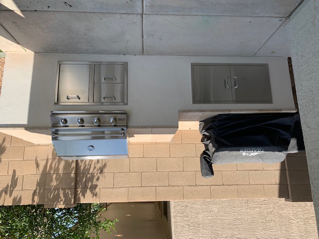 Professional grill installed outdoor kitchen East Valley Arizona