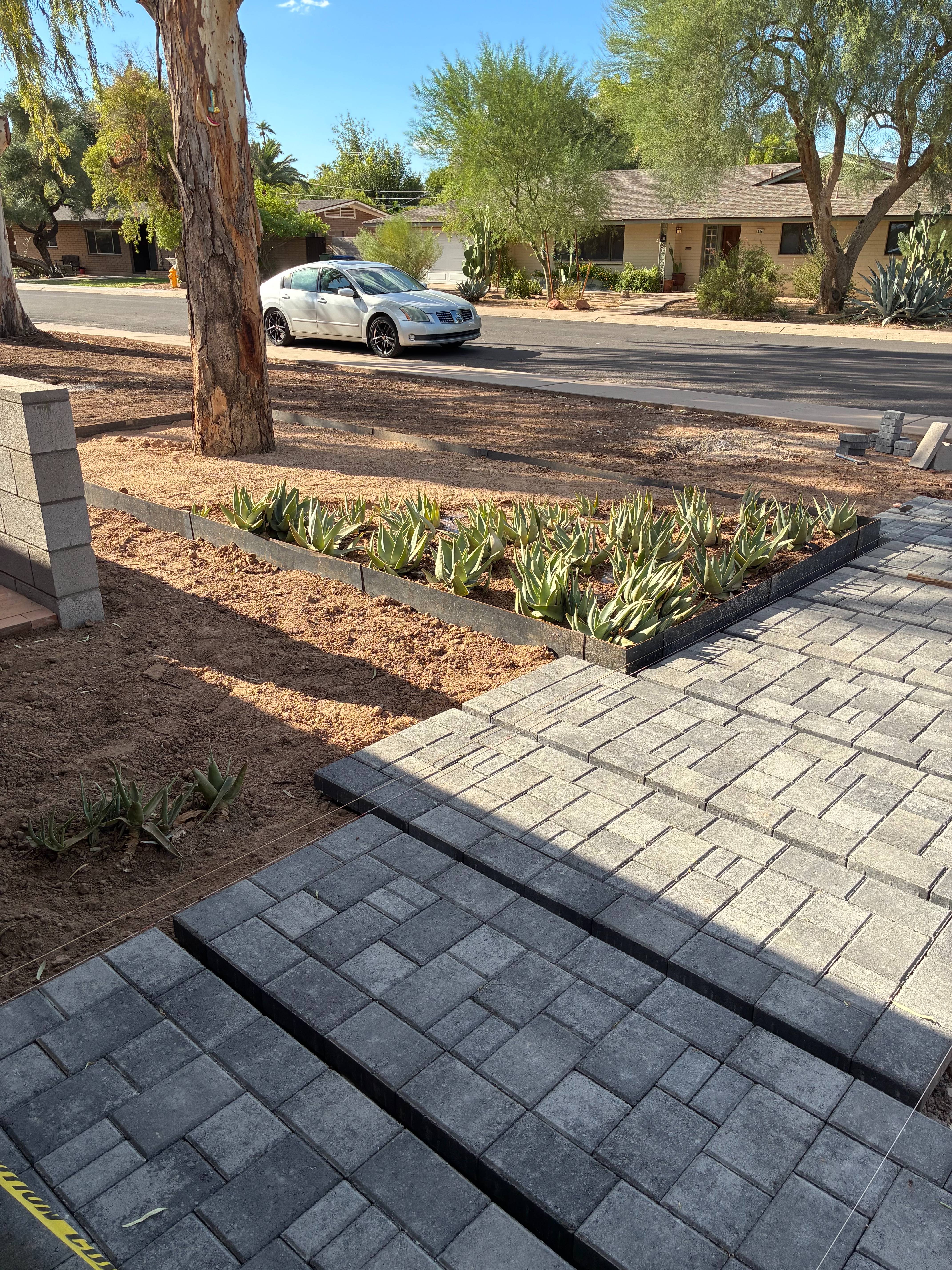 Natural stone retaining wall and steps East Valley