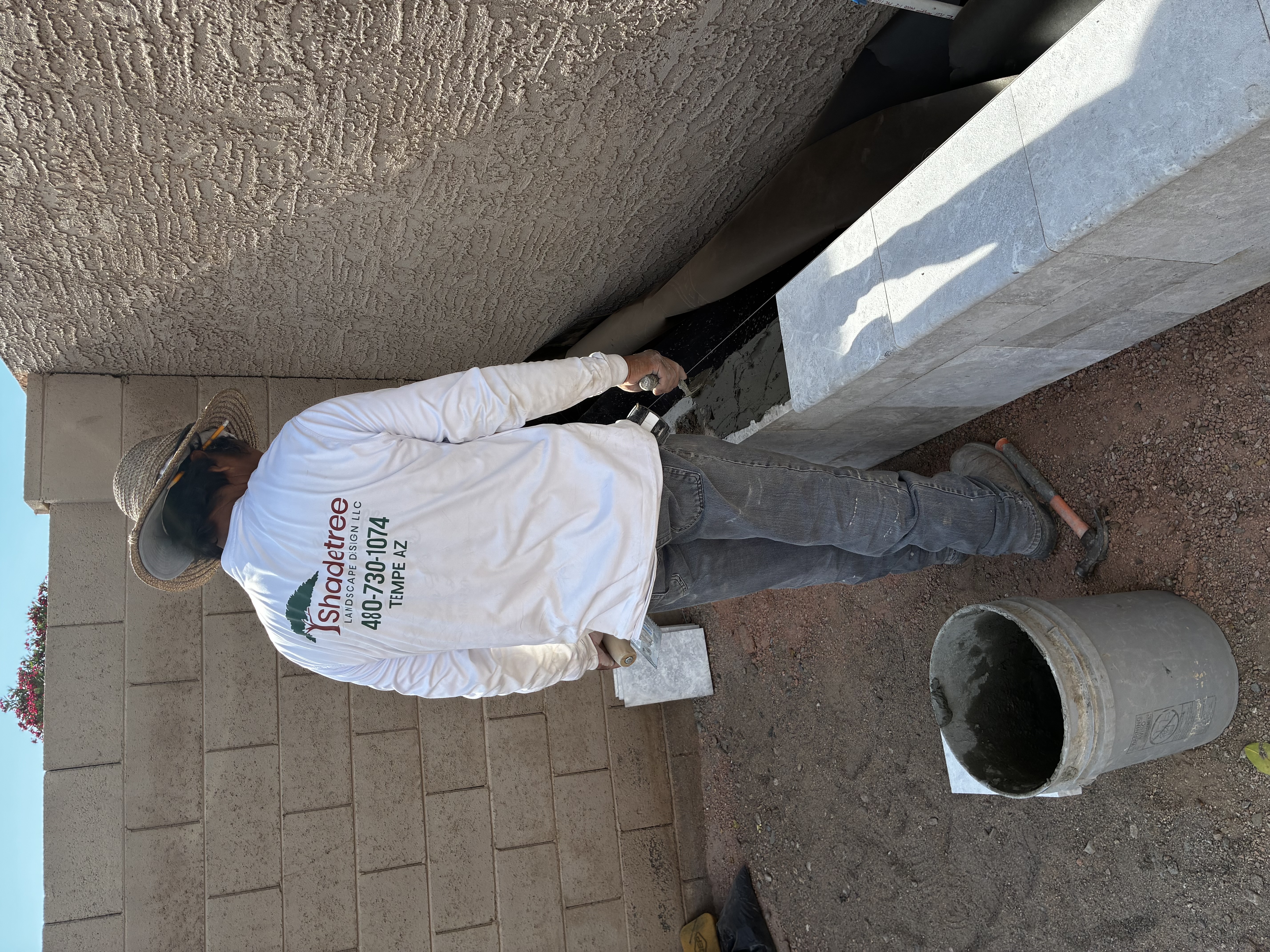 Chris Flores Shadetree Landscape Design owner on site Tempe Arizona