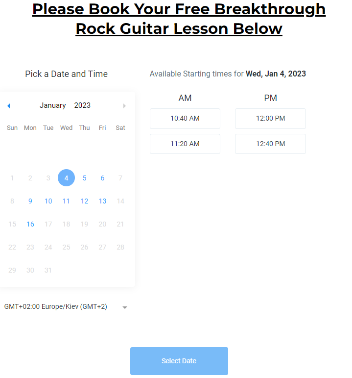 Rock Guitar Lessons For Intermediate to Advanced Players