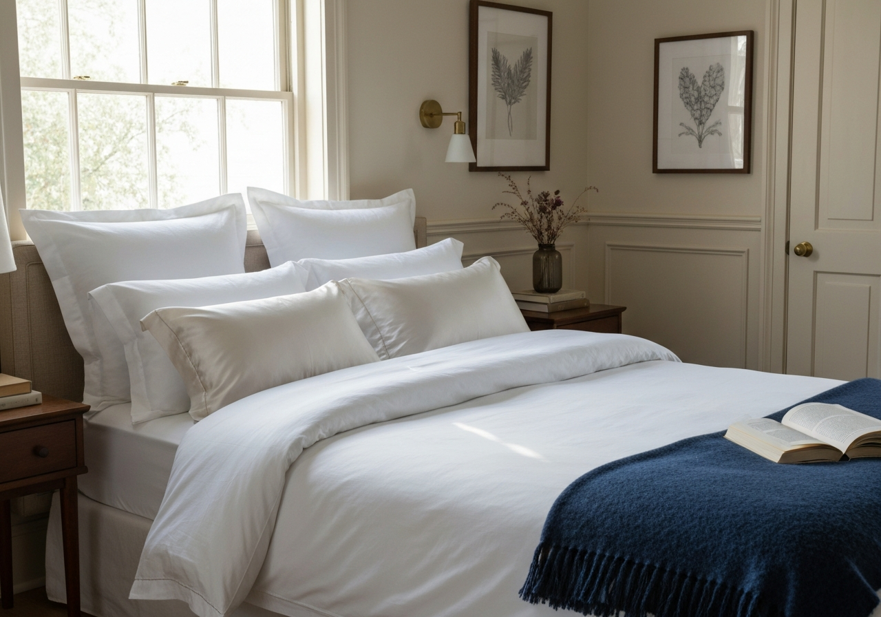 Luxury bedding and pillow presentation