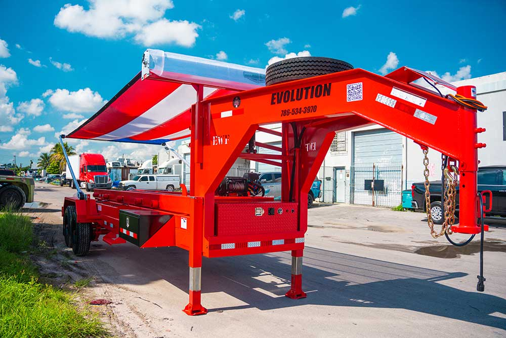 Original red Evolution winch trailer