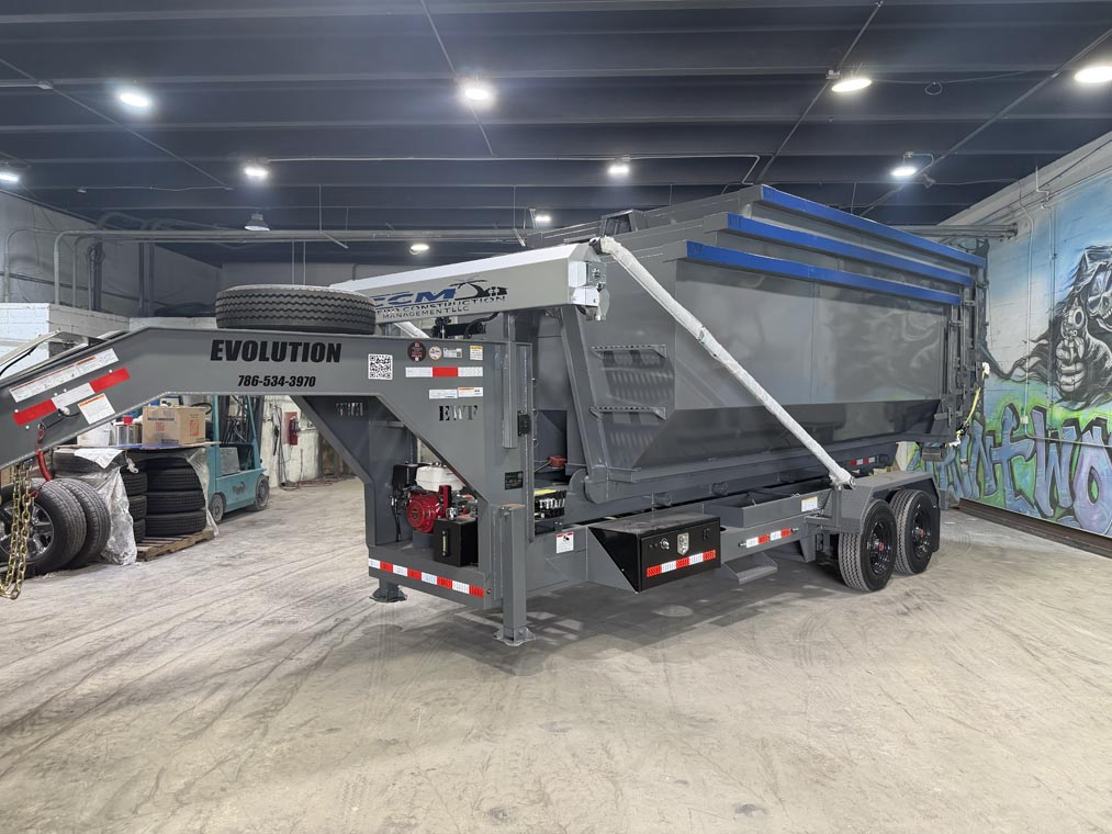Original custom Evolution trailer photographed inside workshop