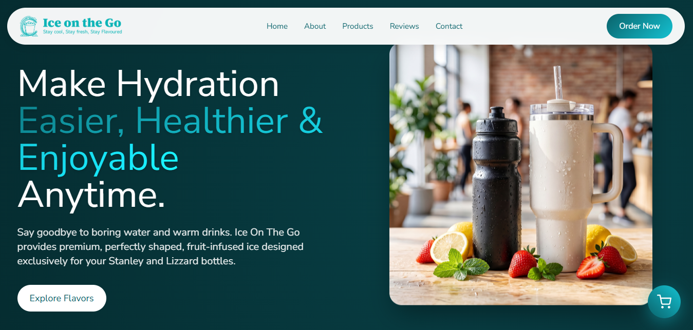 Ice on the Go Website Homepage