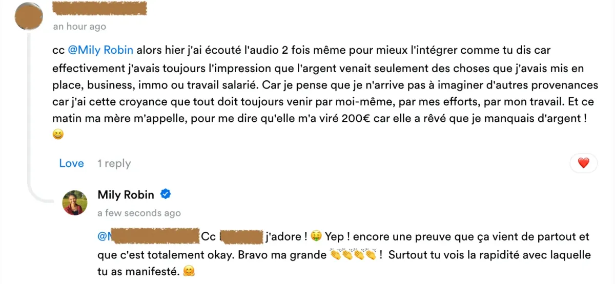 Témoignage d'une membre du club Soulpreneure & Abondance