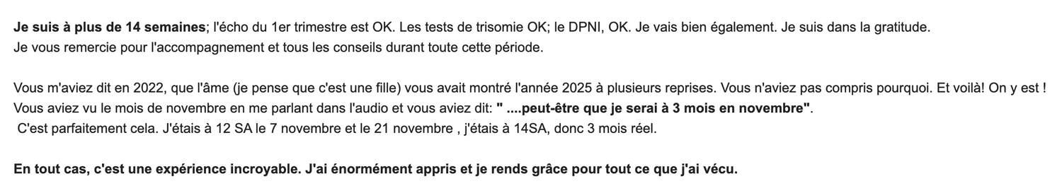 Message reçu d'une maman