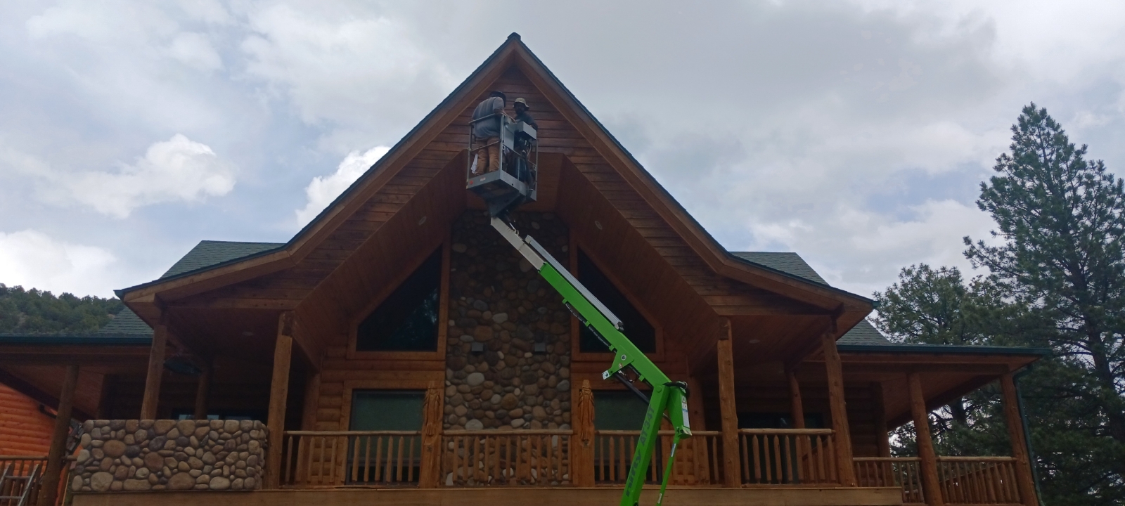 Log Home Staining & Restoration project by Mountain Man Painting in Colorado