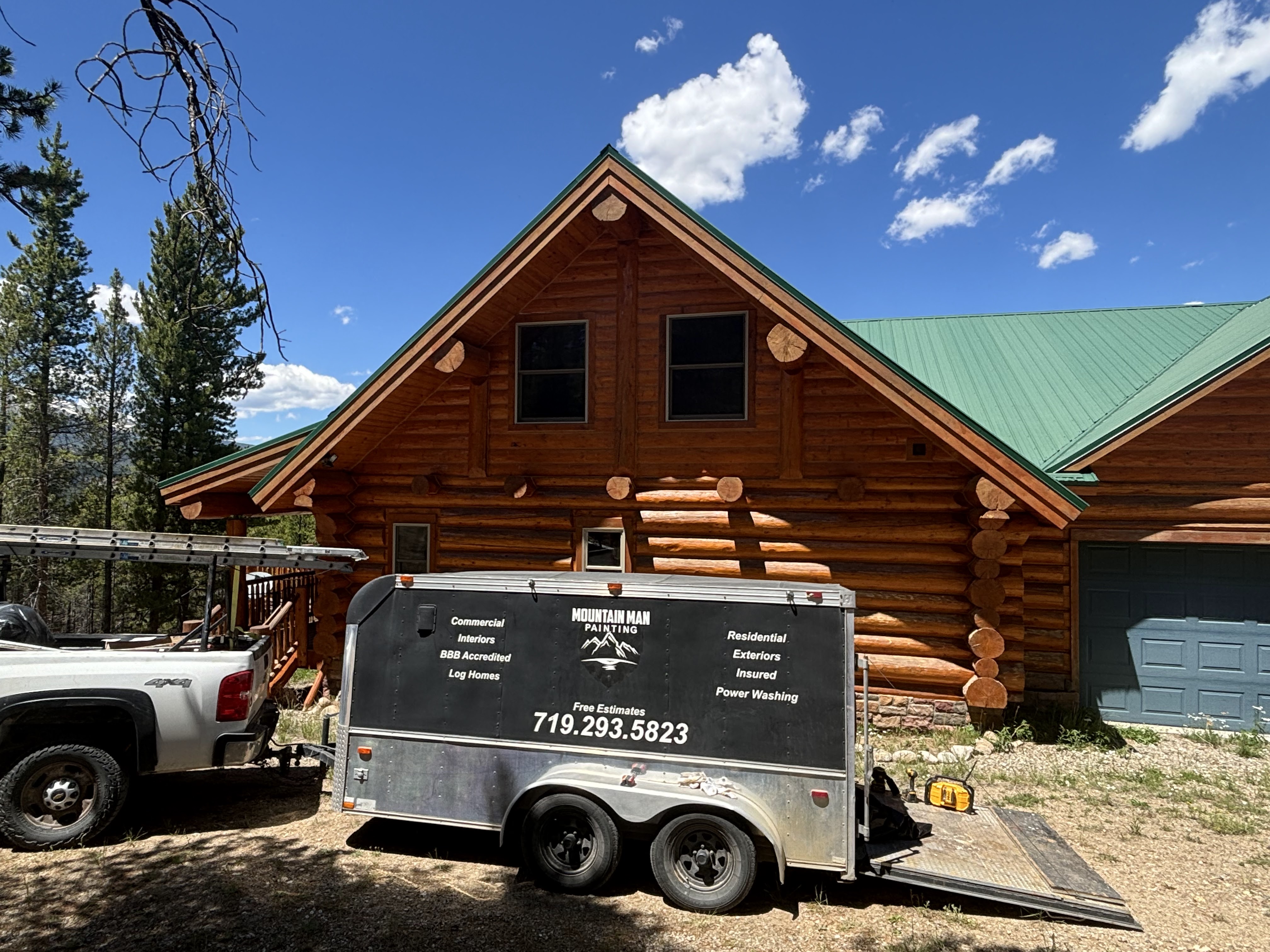 Log Home Staining & Restoration project by Mountain Man Painting in Colorado