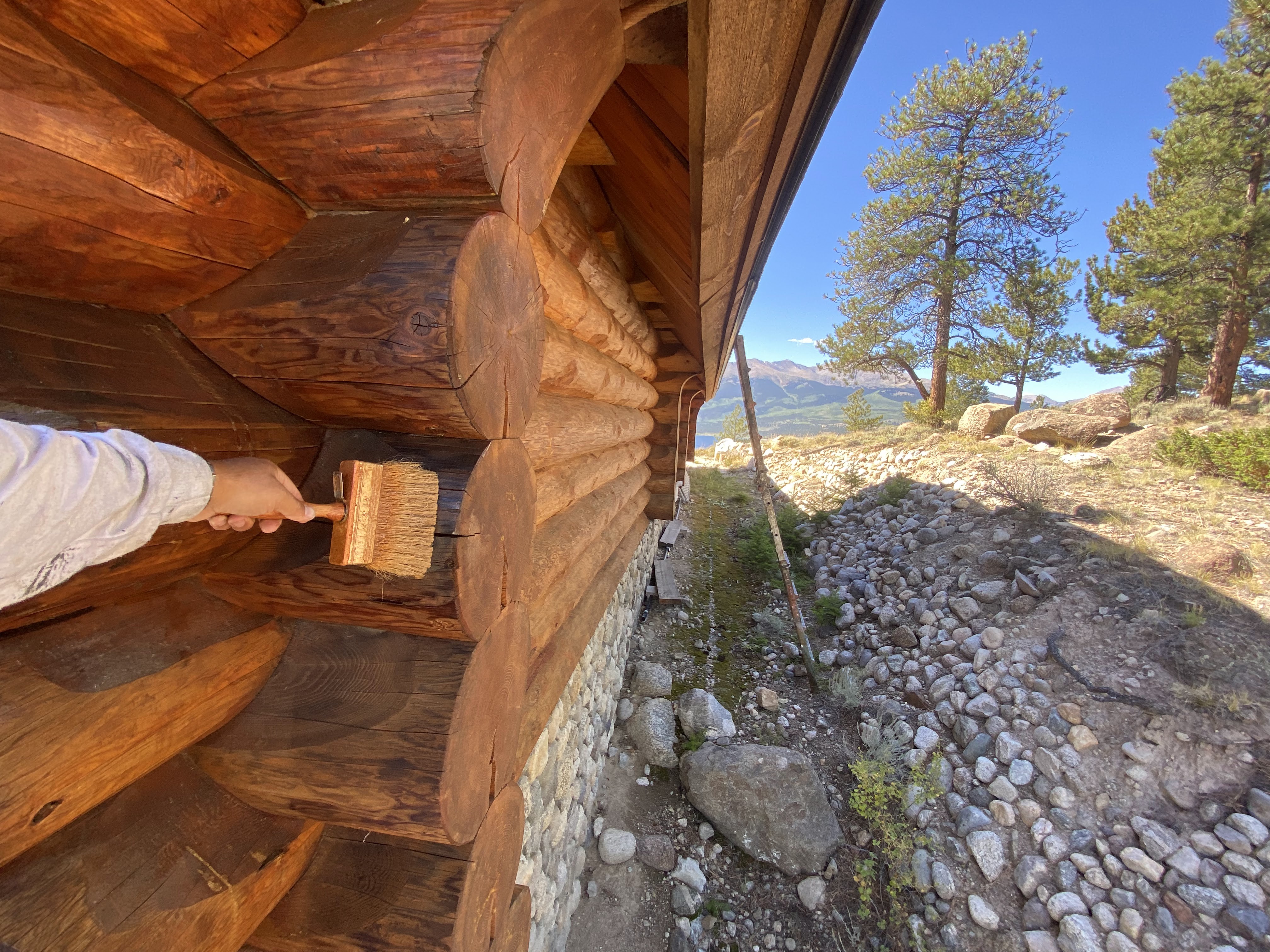 Log Home Staining & Restoration project by Mountain Man Painting in Colorado