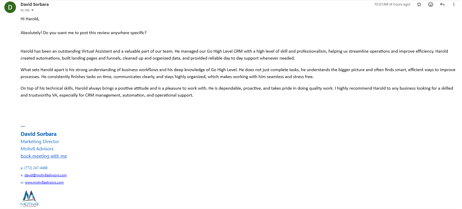 Client testimonial 2