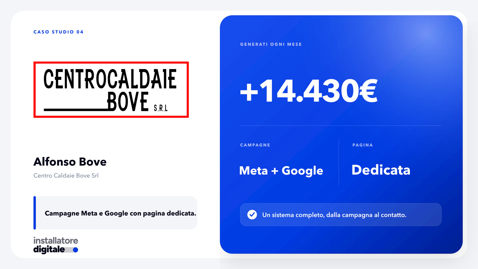 Case study 6, risultato reale azienda di impianti