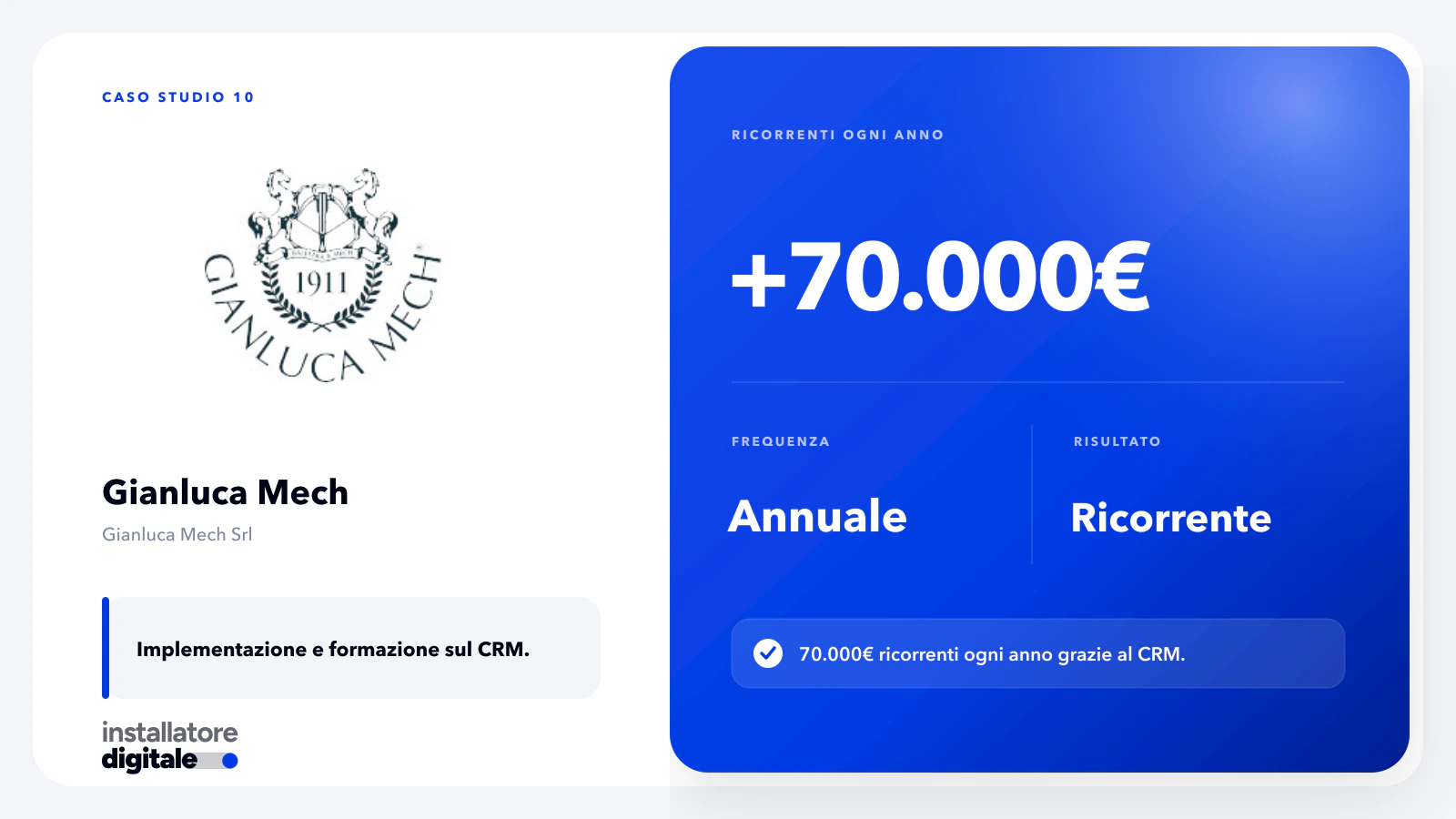 Case study 3, risultato reale azienda di impianti