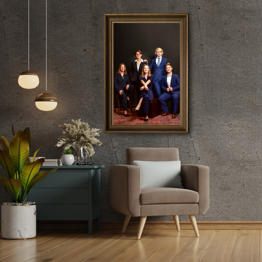 Family wall art portrait display by Life Camera Soul Photography