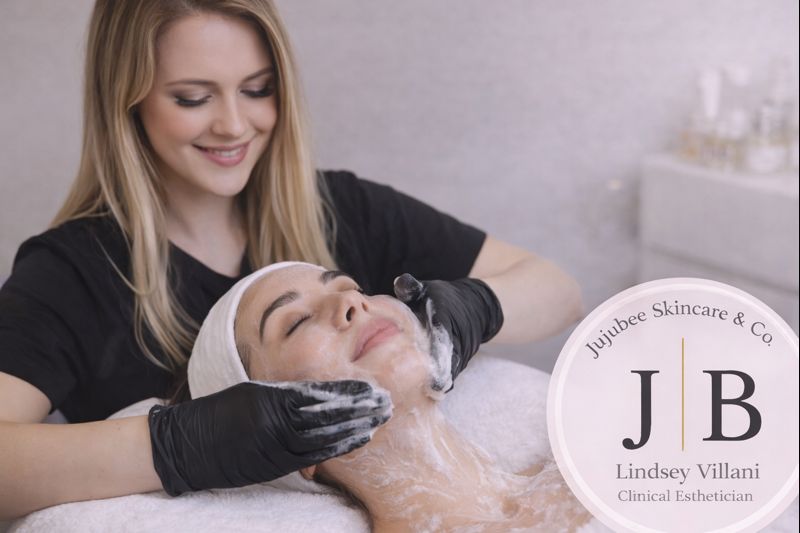 Custom clinical facial treatment performed by Lindsey Villani, including advanced modalities like LED light therapy and microcurrent.