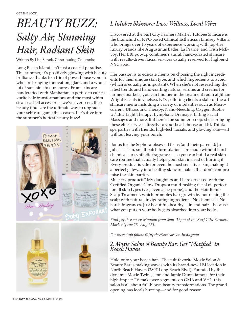 JuJubee Skincare featured in Beauty Buzz: Salty Air, Stunning Hair, Radiant Skin - Professional expertise and luxe wellness.
