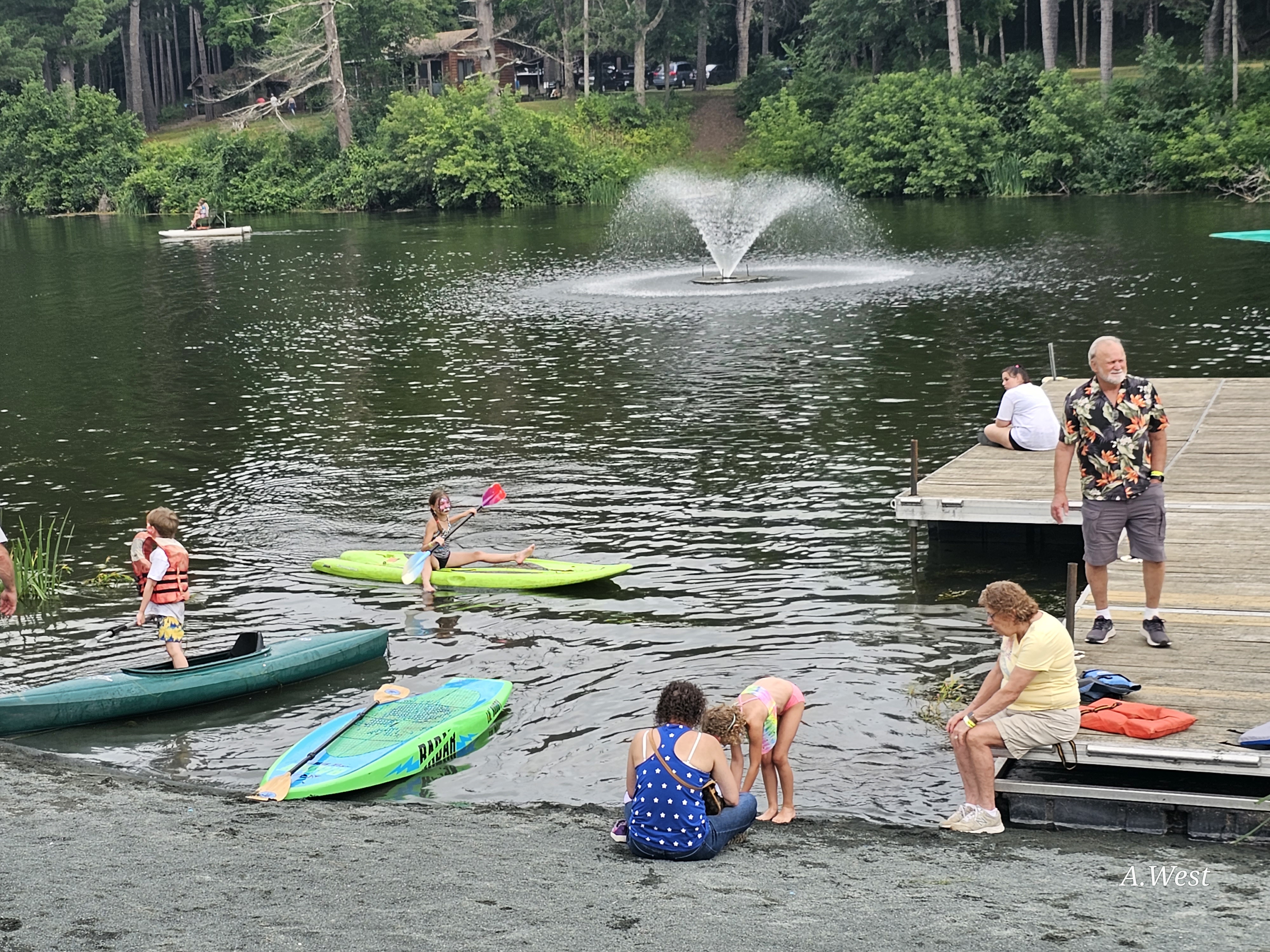 Families on the lake at Big Rock Creek