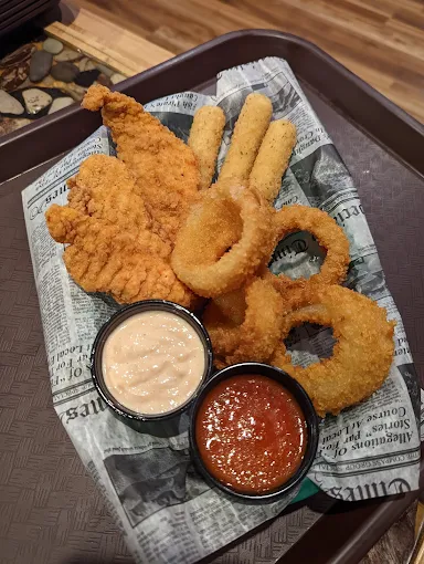 Chicken tenders and onion rings