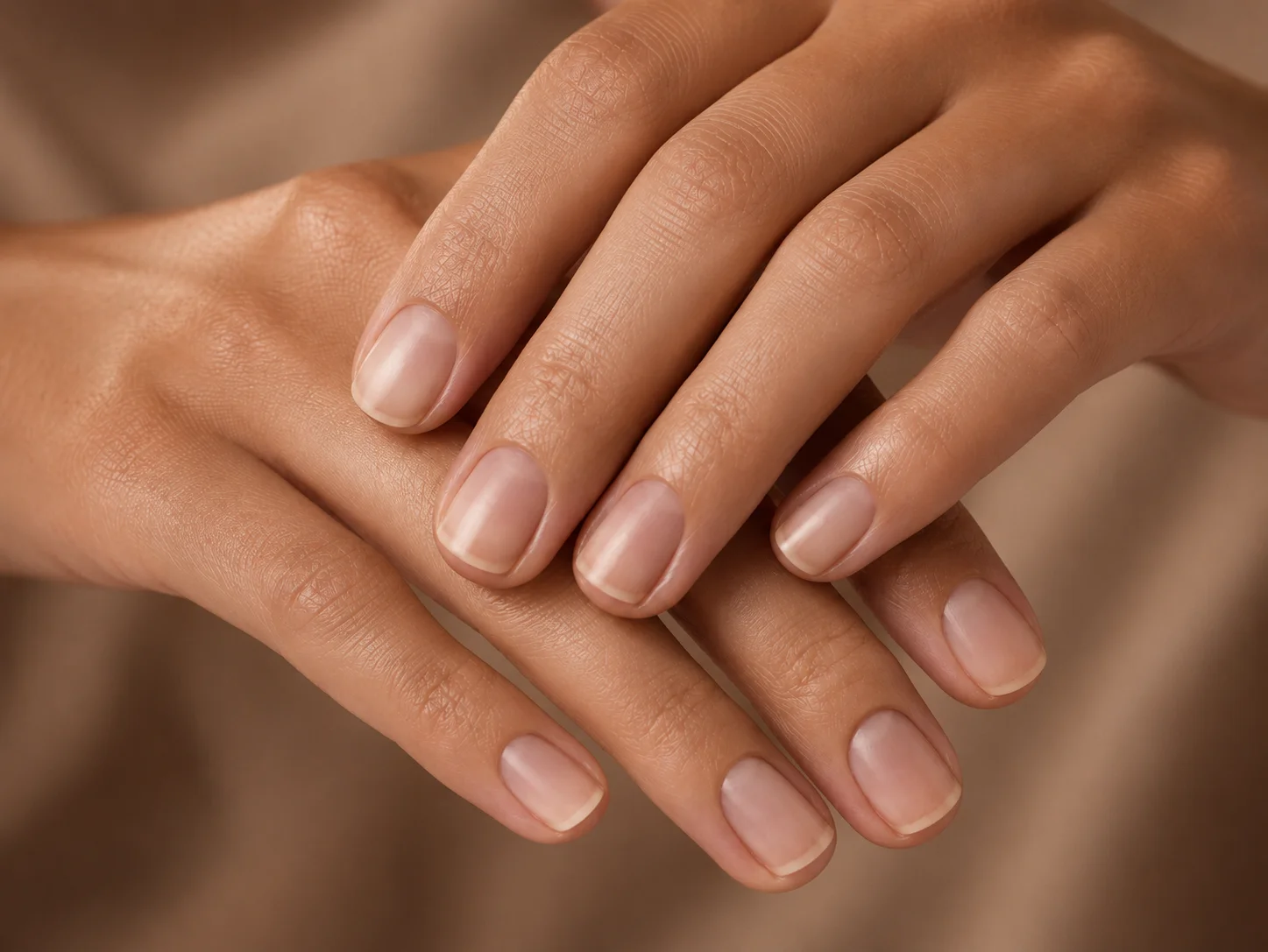 Hands of a clean manicure with clean cuticle