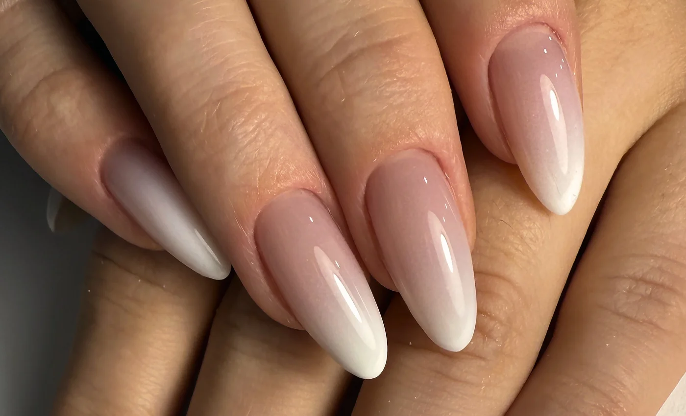 Ombre dip powder nails with a soft blended finish