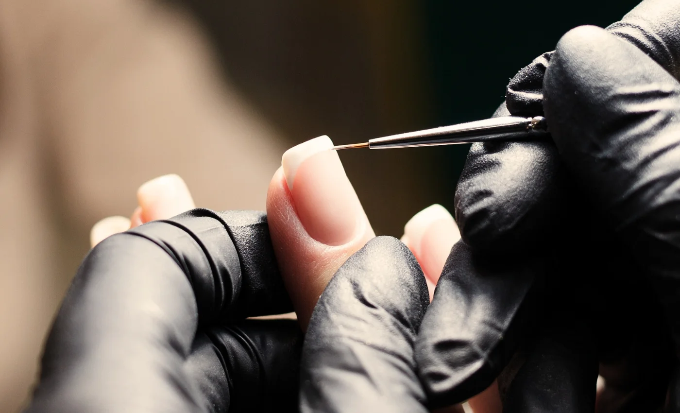 A client showing lightweight Gel-X nail extensions