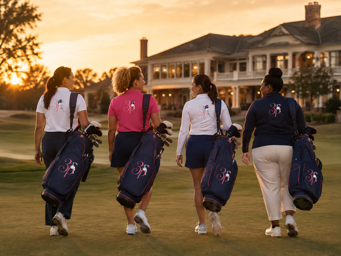 Women on the putting green, reflecting the 3P Ladies Golf Apparel lifestyle