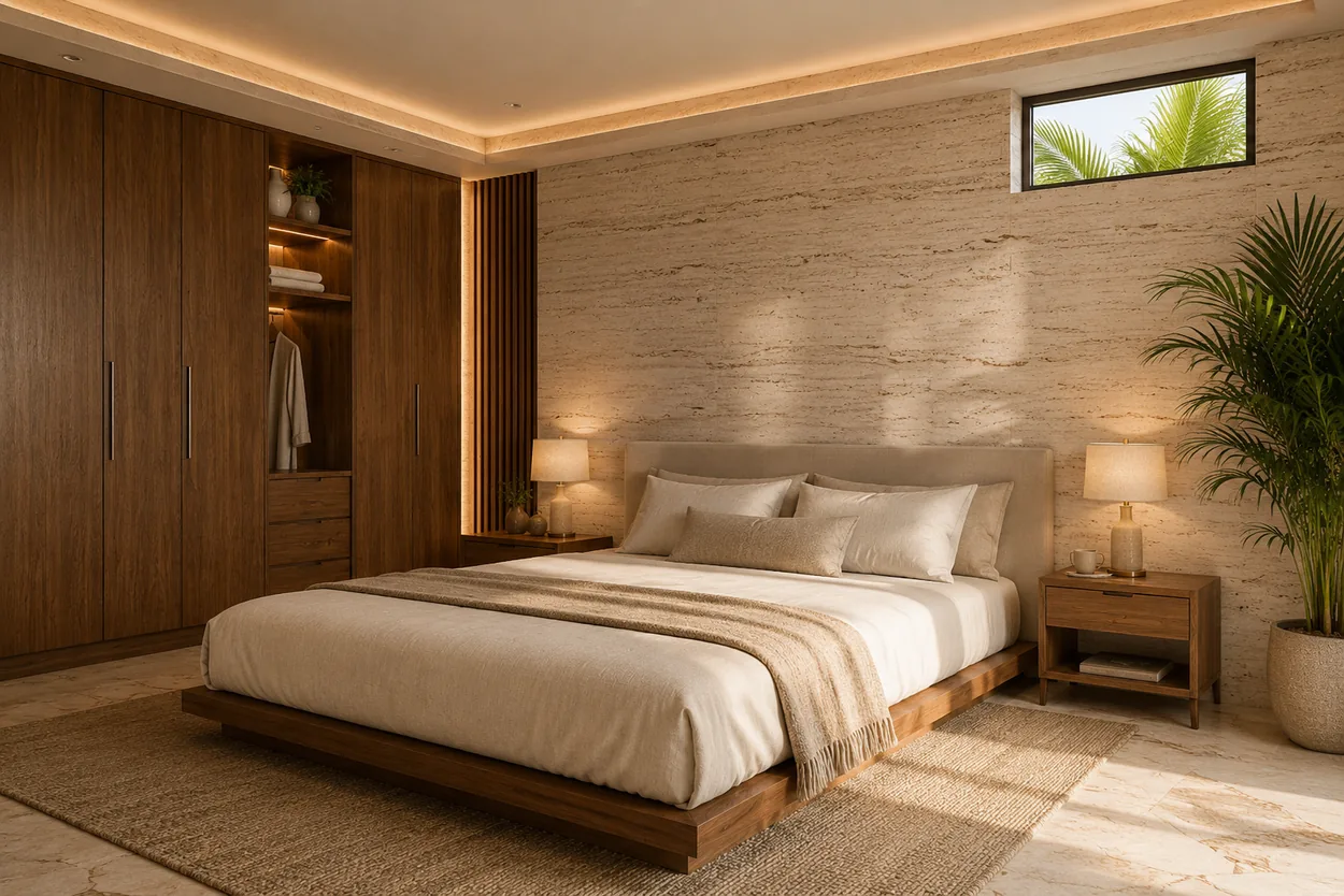 Schlafzimmer der Villa Aruna