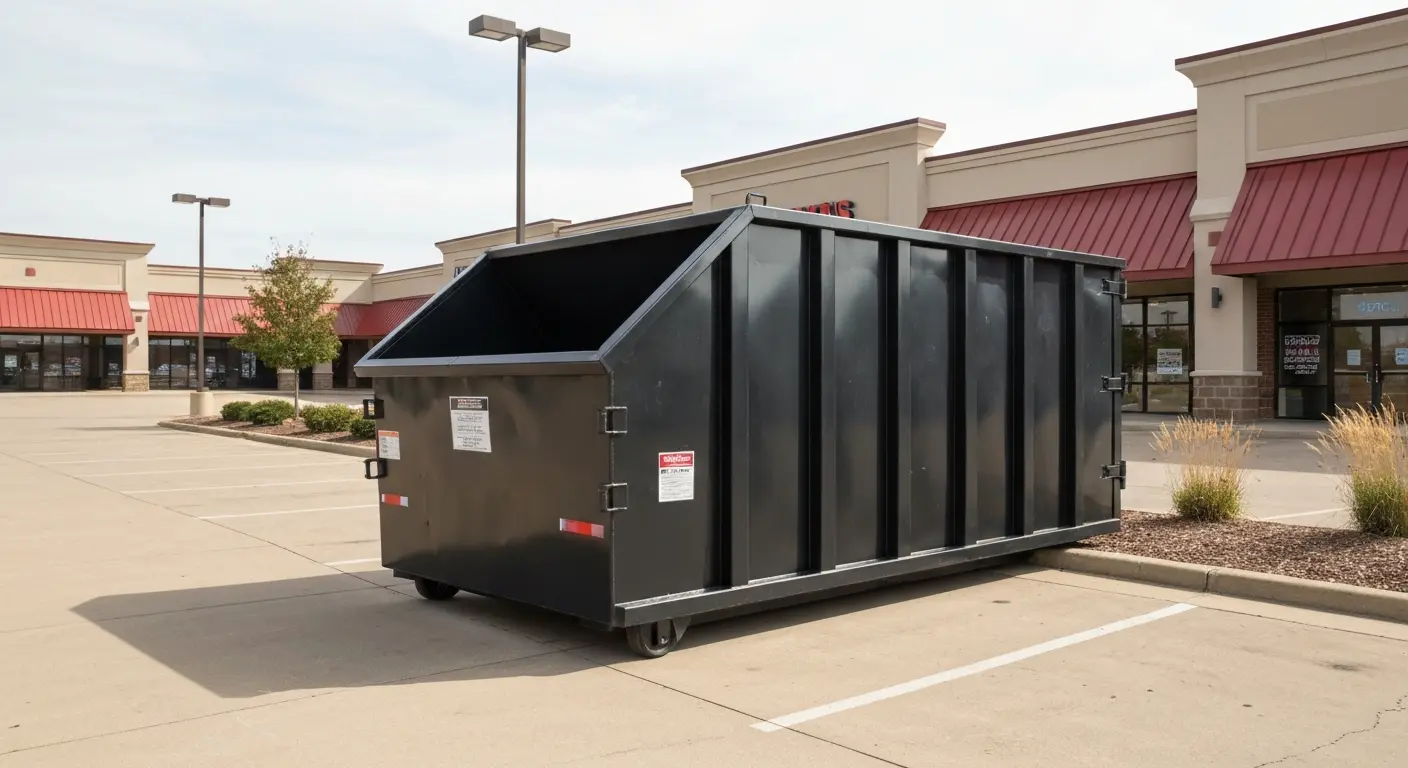 Commercial dumpster at retail property