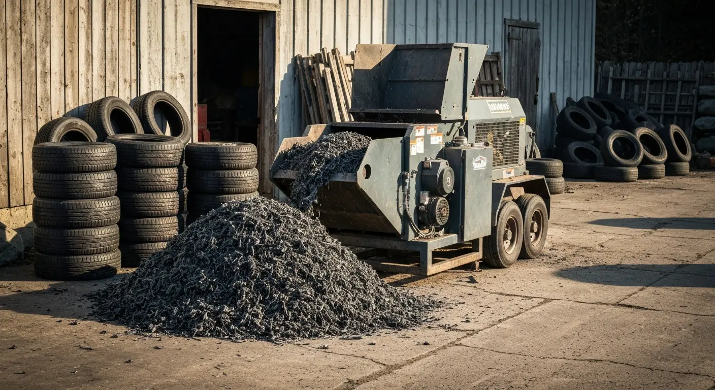 Tire shredding equipment and materials