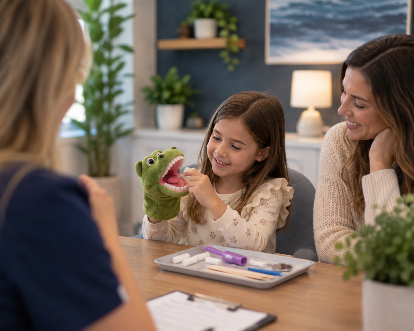 Supportive therapist helping a child build positive behavioral change for habit elimination